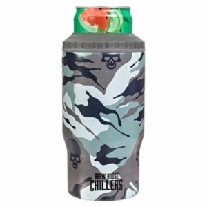 brew house chillers stainless steel skull camo drink tumbler tall slim can holder